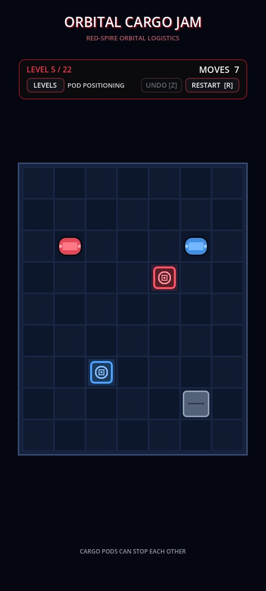 Orbital Cargo Jam prototype gameplay board