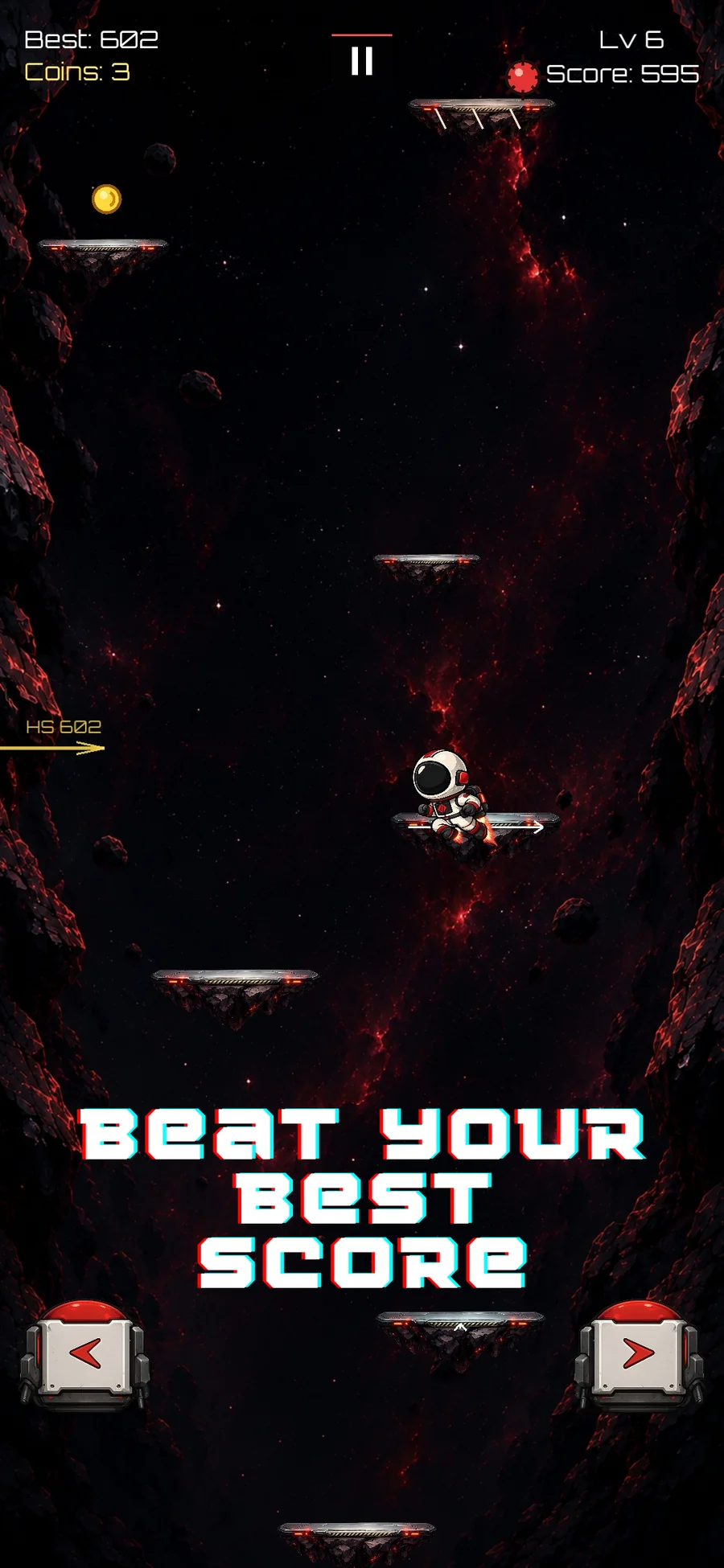 Void Hop screenshot showing a run focused on beating the best score